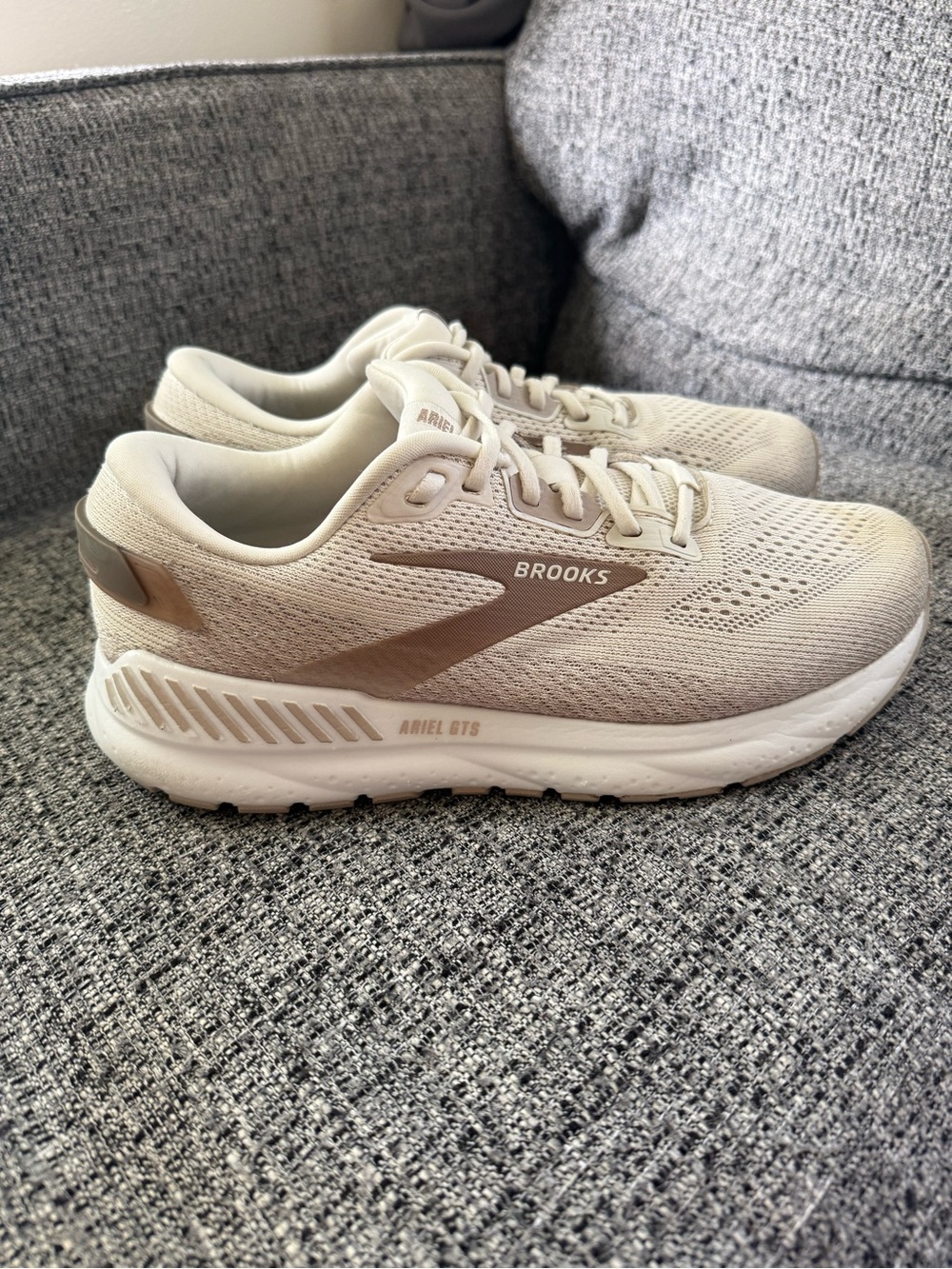 Brooks Women's Running Shoes in Cream with Taupe Accents